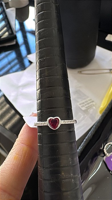 ANEL - CORAÇÃO PINK - PRATA 925