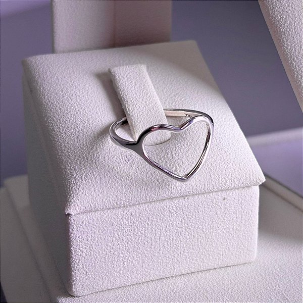 ANEL - CORAÇÃO VAZADO - PRATA 925