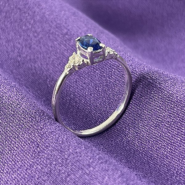 ANEL - PEDRA AZUL - PRATA 925