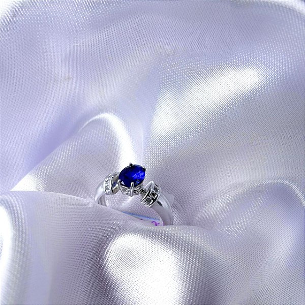 ANEL - PEDRA AZUL - PRATA 925