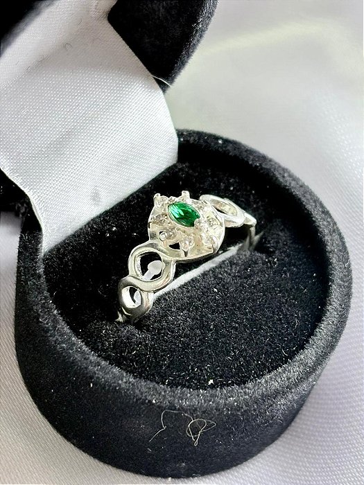 ANEL - PEDRA VERDE ESMERALDA - PRATA 925