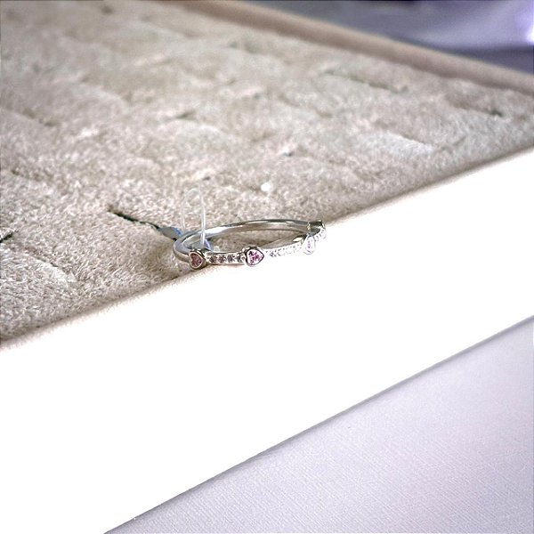 ANEL - CORAÇÕES ROSA - PRATA 925