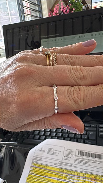 ANEL - CORAÇÕES ROSA - PRATA 925