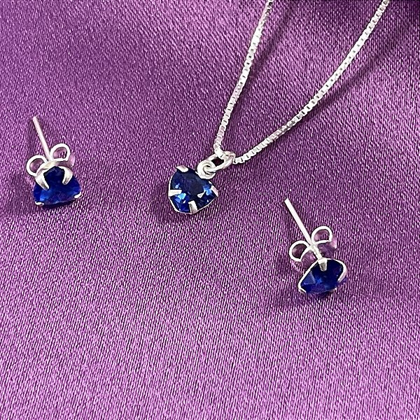 CONJUNTO PONTO DE LUZ CORAÇÃO CORES - PRATA 925