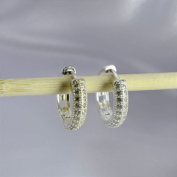 ARGOLA CLICK CRAVEJADA - G - PRATA 925