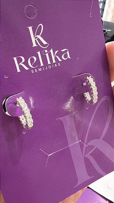 ARGOLA CLICK CRAVEJADA - G - PRATA 925