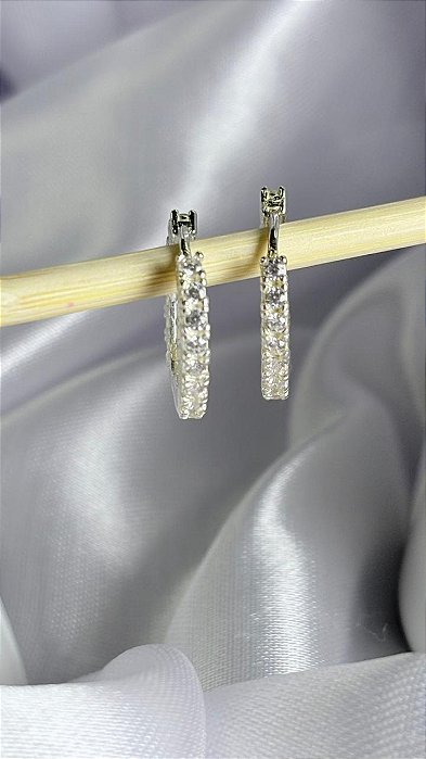 ARGOLA CLICK CRAVEJADA - G - PRATA 925