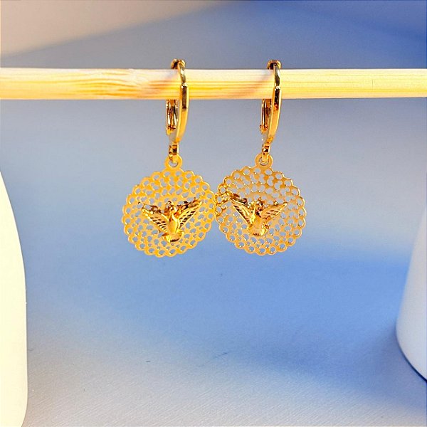 ARGOLINHAS ESPIRITO SANTO NO DOURADO - SEMIJOIA