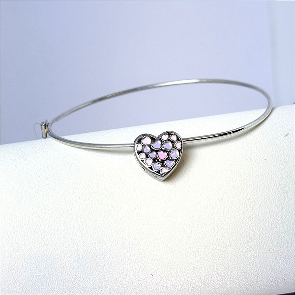 BRACELETE COM PINGENTE CORAÇÃO - PRATA 925