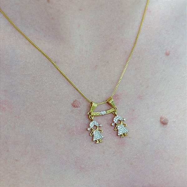 COLAR FILHAS NO DOURADO - SEMIJOIA