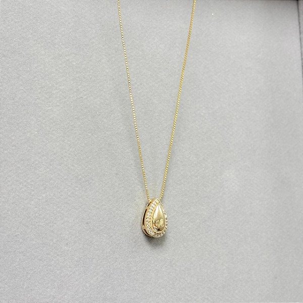 COLAR PINGENTE GOTA NO DOURADO - SEMIJOIA