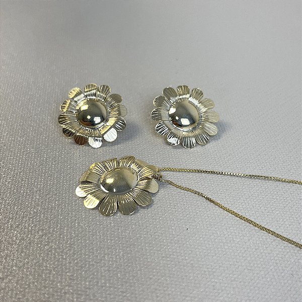 CONJUNTO GIRASSOL NO DOURADO - SEMIJOIA