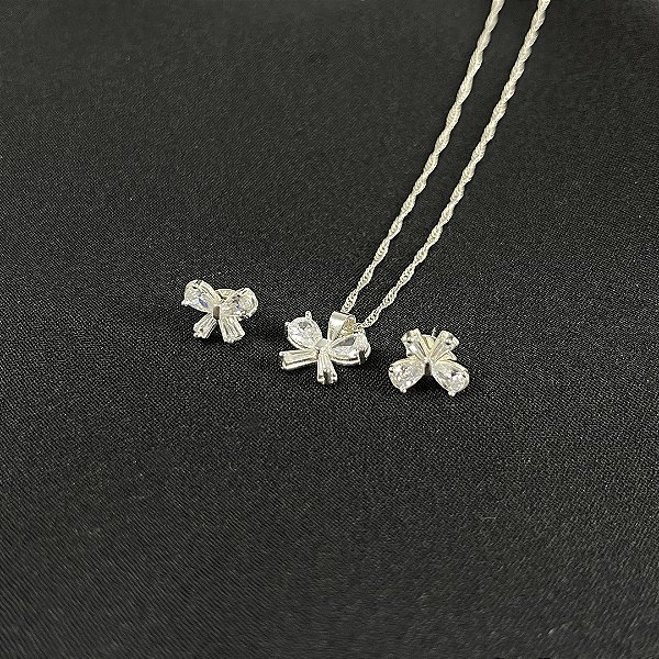 CONJUNTO LAÇO CRAVEJADO - PRATA 925