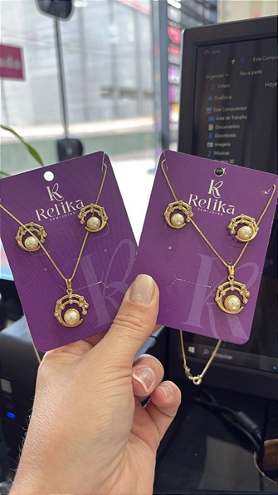 CONJUNTO LUA PEROLA - SEMIJOIA