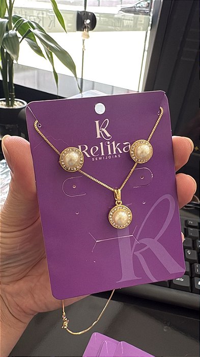 CONJUNTO PEROLA - SEMIJOIA