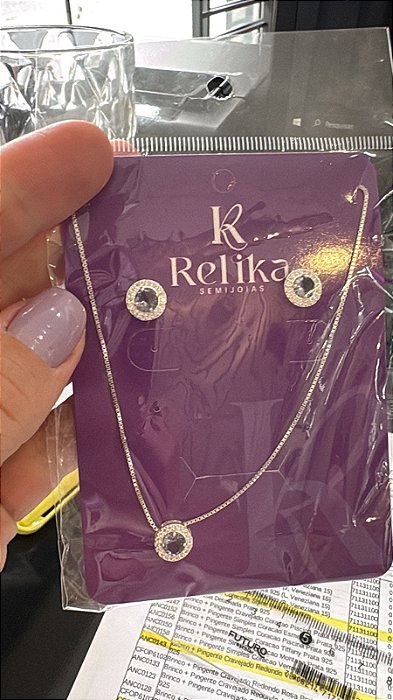 CONJUNTO PONTO DE LUZ LUXO LILAS - PRATA 925