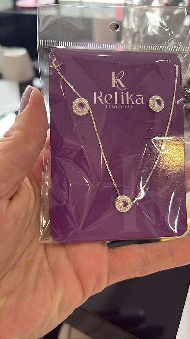 CONJUNTO PONTO DE LUZ LUXO ROSA - PRATA 925