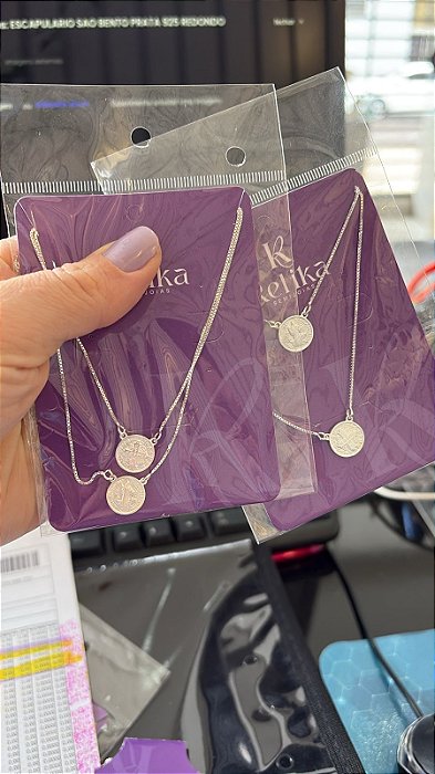 ESCAPULARIO SAO BENTO REDONDO - PRATA 925