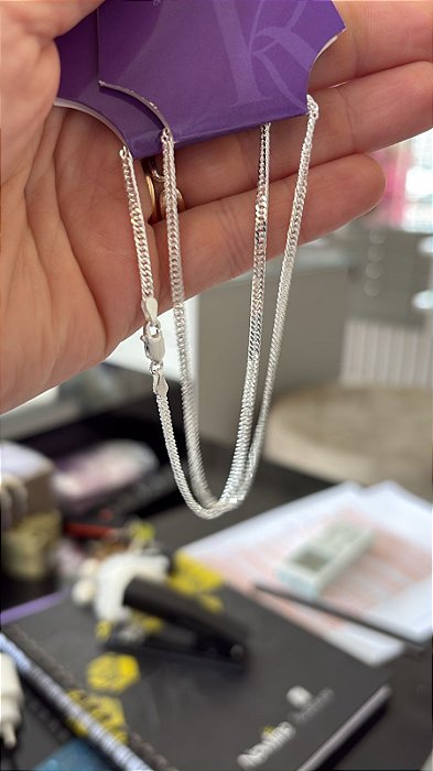 PULSEIRA MASCULINO GRUMET DUPLO 0,60MM - PRATA 925