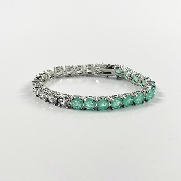 PULSEIRA RIVIEIRA PRATA ROSA VERDE MAR - SEMIJOIA