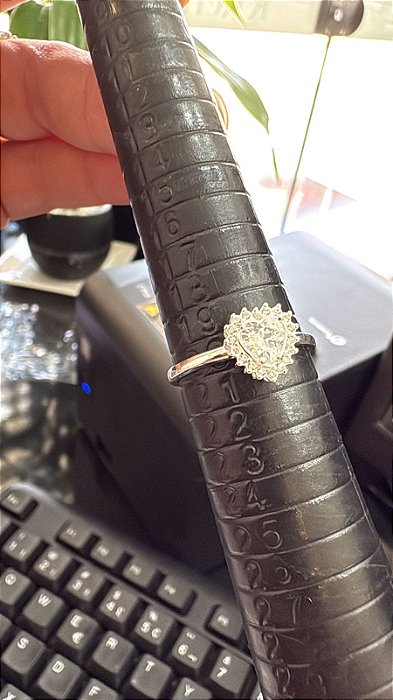 ANEL - CORAÇÃO CRAVEJADO - PRATA 925