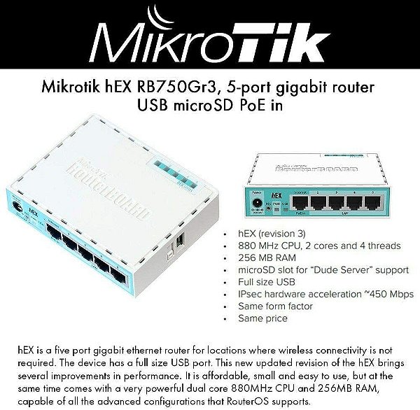 MIKROTIK- ROUTERBOARD RB 750GR3 HEX