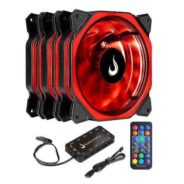 Cooler Fan Rise Mode RGB Aura, 3 Unidades, 120mm, Preto - RM-AU-02-RGB