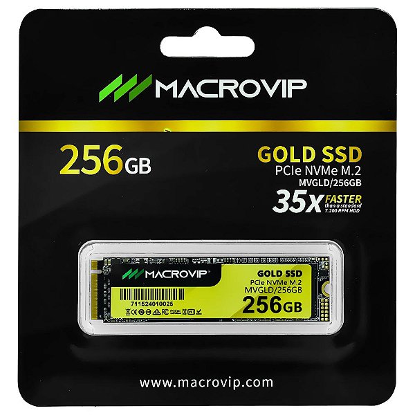 SSD Macrovip M.2 256GB Gold NVMe - MVGLD/256GB