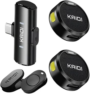 Microfone Lapela Sem Fio Kaidi Bluetooth Magnético Tipo-C