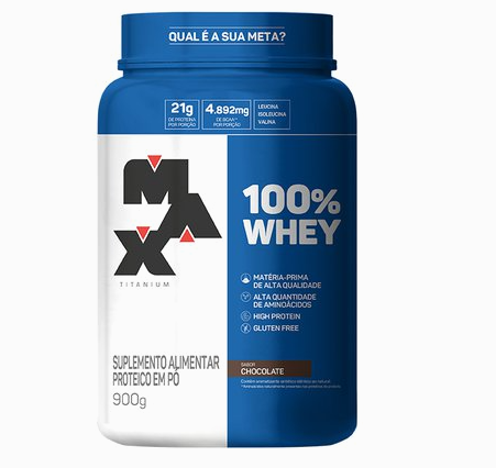 Whey 100% Max Titanium - Sabor Chocolate (900g)