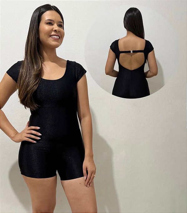 Macaquinho Fitness de Poliamida – Black Comfort