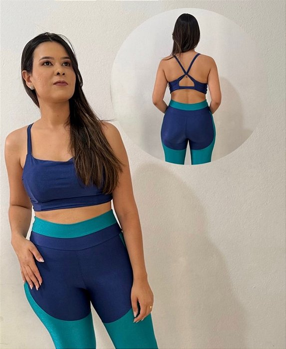 Conjunto Fitness Legging - Duo Blue (Marinho e Azul Serenity)
