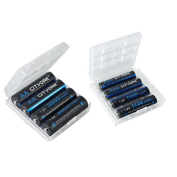 Bateria NIMH recarregável CITYORK 1.2V AA e AAA + carregador de bateria USB LCD