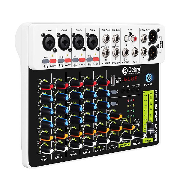 Mixer de áudio de 4/8 canais, controlador de dj, console de mixagem de som com b