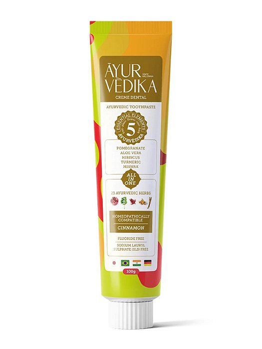 CREME DENTAL AYURVÉDICO SEM FLÚOR CINNAMON 100G - ĀYURVÈDIKA