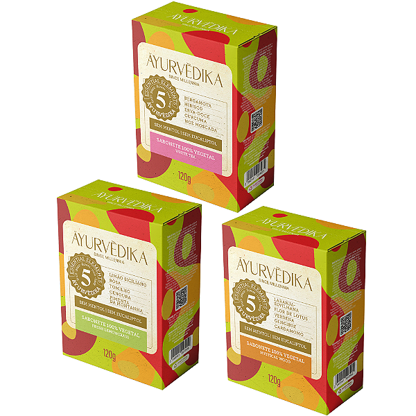 Kit 3 SABONETES Ayurvédico 100% Natural 120g - ĀYURVÈDIKA