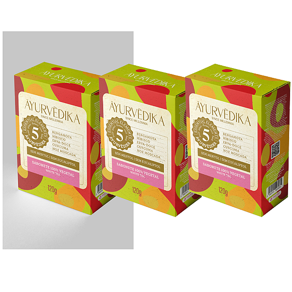 Kit 3 SABONETES 100% NATURAL AYURVÉDICO WHITE TEA 120g - ĀYURVÈDIKA