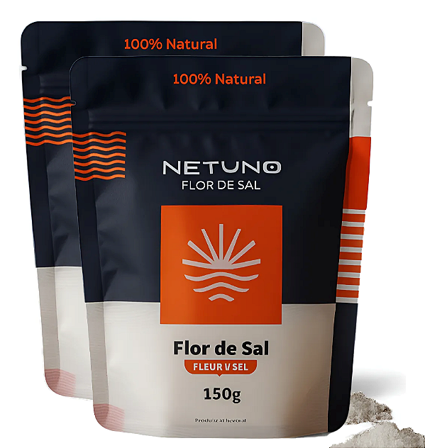 Kit com 2 Refil de Flor de Sal Netuno Gourmet Sachê 150g Cada