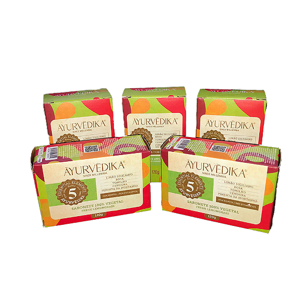 KIT 5 SABONETES VEGETAIS FRESH LEMONGRASS 120G - AYURVEDIKA