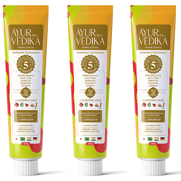 KIT 3 REFRESCÂNCIA CREME DENTAL SEM FLÚOR CINNAMON 100G