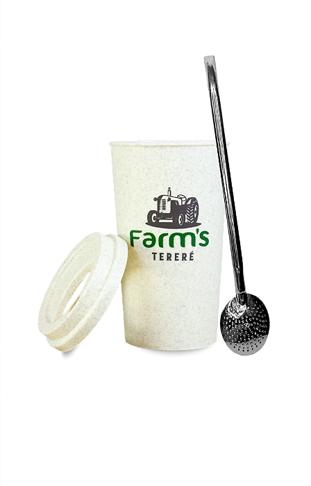 Kit Tereré Farms com Copo ecológico, bomba inox e tampa