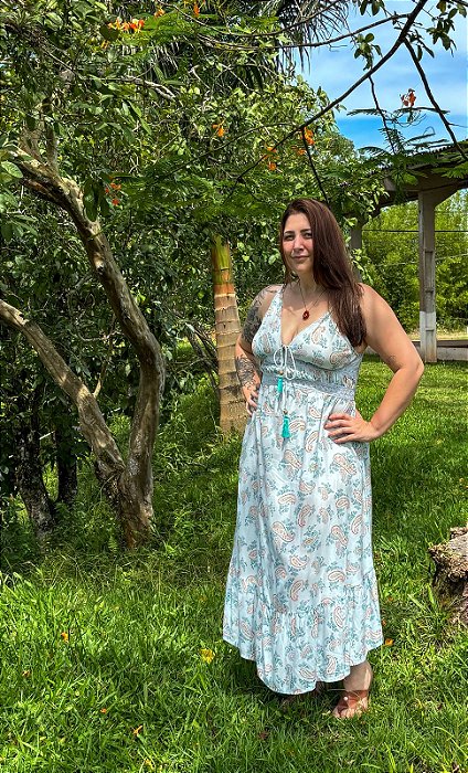 Vestido Longo Água-Marinha