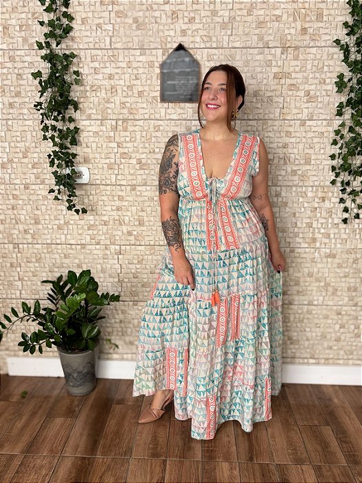 Vestido longo quartzo rosa