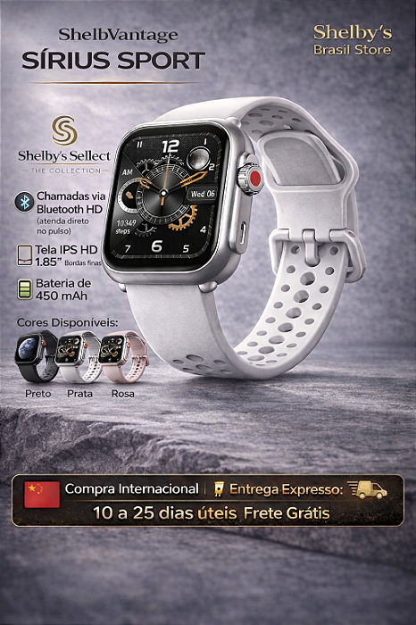 ShelbVantage Sirius Sport – IPS HD 1.85” | Chamadas Bluetooth HD | Bateria 450mAh