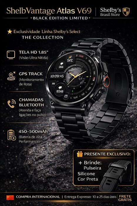 ShelbVantage Atlas Midnight GPS Track | Tela 1.85" | Bateria 710mAh