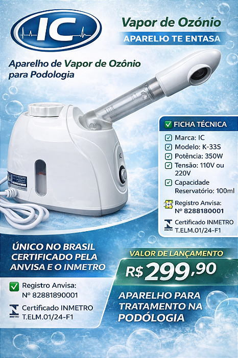 VAPOR DE OZÔNIO PARA PODOLOGIA ESTÉTICA