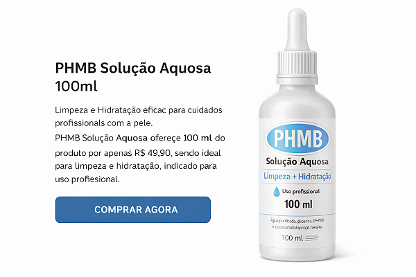 PHMB Solução Aquosa 100ml – Limpeza e Hidratação Profissional