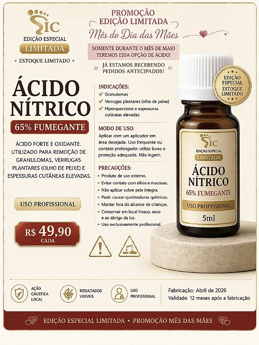 ÁCIDO NÍTRICO 65% FUMEGANTE – 5ML 💰 R$ 49,90