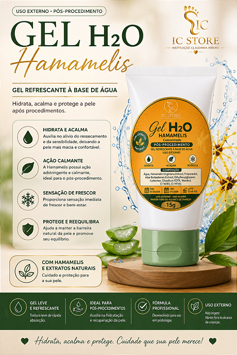 Gel H2O Hamamelis IC Store | Gel Hidratante e Calmante Pós-Procedimento