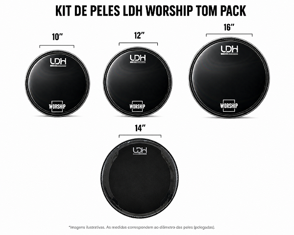 Kit de peles Worship 10"/12"/16" + 14" (Tom pack)